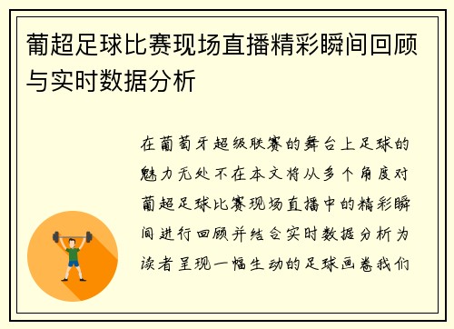 葡超足球比赛现场直播精彩瞬间回顾与实时数据分析